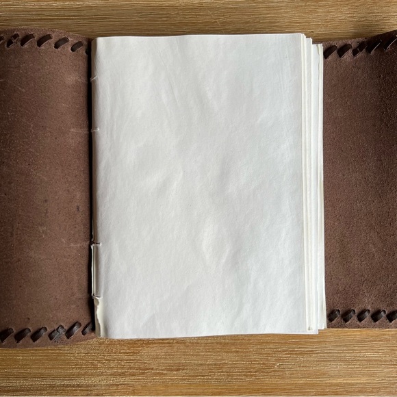 Handmade Brown Genuine Leather Journal Diary Pouch with Brass Clasp Closure - Picture 4 of 14